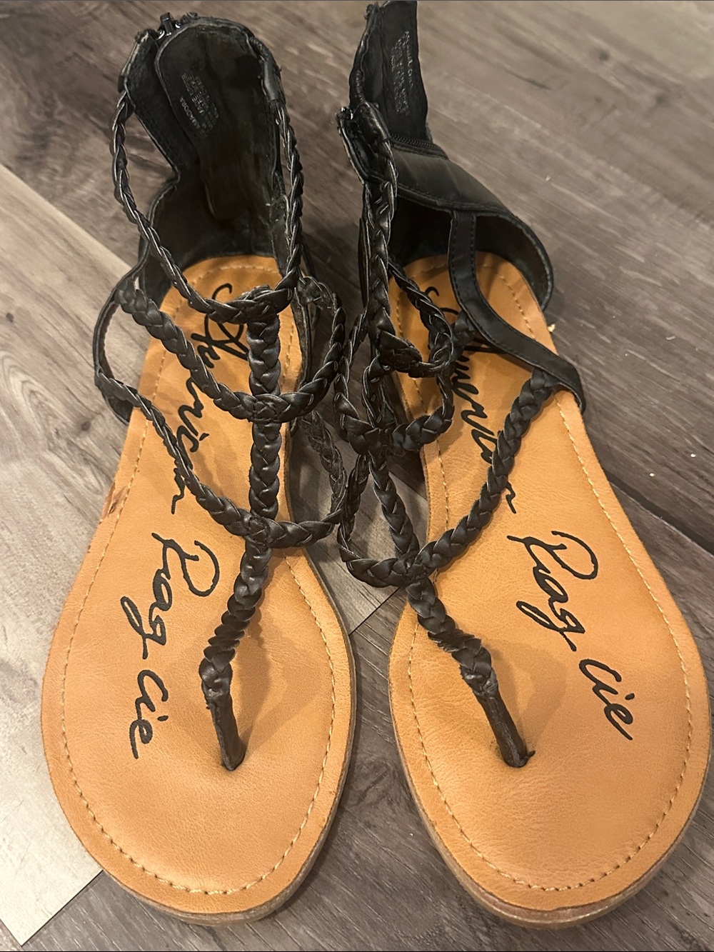 American Rag Black Braided Gladiator Sandals